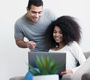 Working from home on a laptop